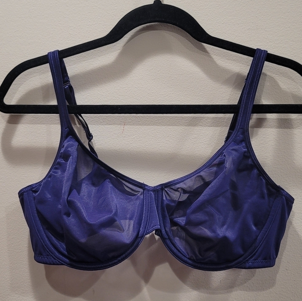 Sz 38DD Purple Cacique Unlined Sheer Underwire Bra